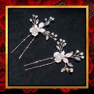 New Two Crystal Rhinestone Hair Pins #018